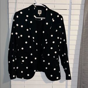 Anne Klein Black and White Polka Dot Blazer